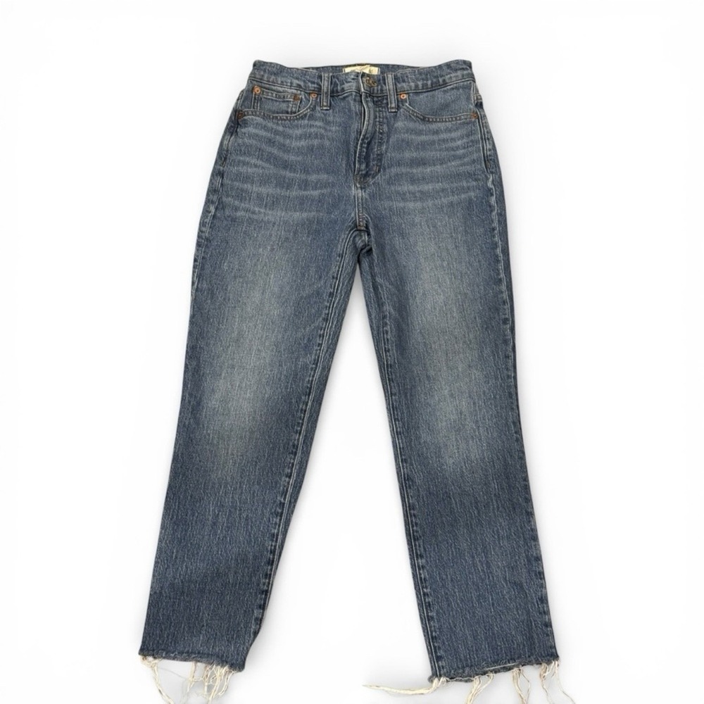 Madewell The Perfect Vintage Jean 27 Raw Hem Blue Mom Straight High Rise